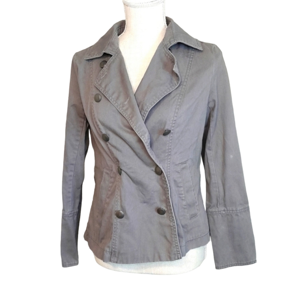GAP Womens Small Charcoal Gray Button Down Lightweight Denim Jean Jacket